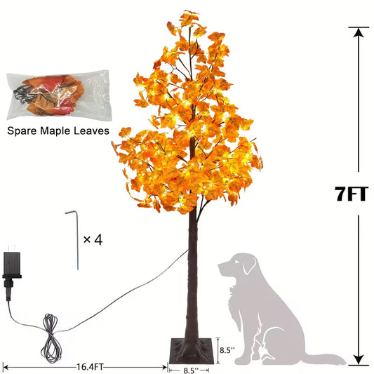 Pre-Lit LED Maple Tree – Lighted Fall Foliage Tree (6ft / 7ft)