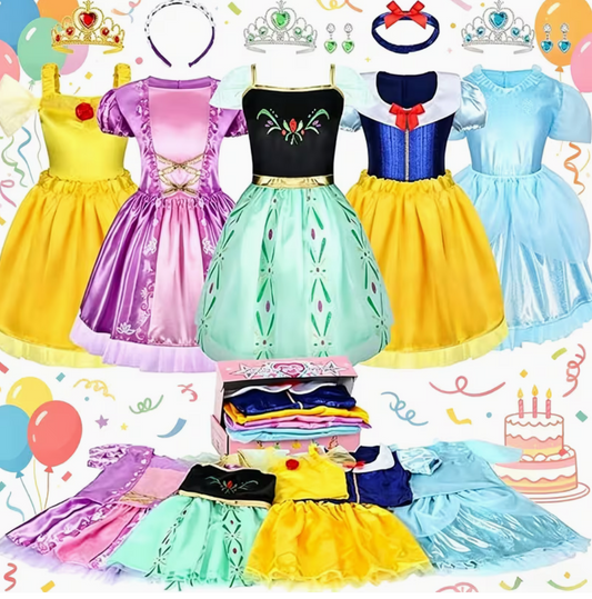 14-Piece Princess Dress Up Costume Gift Set for Toddler Girls