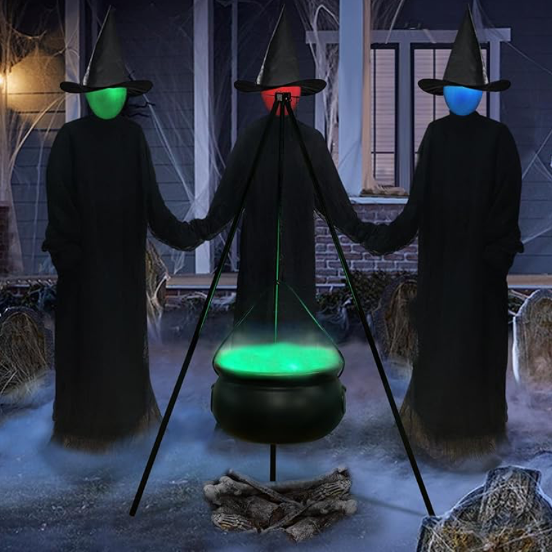 Large Witches Cauldron on 54" Tripod | Halloween Candy Bucket & Yard Decor