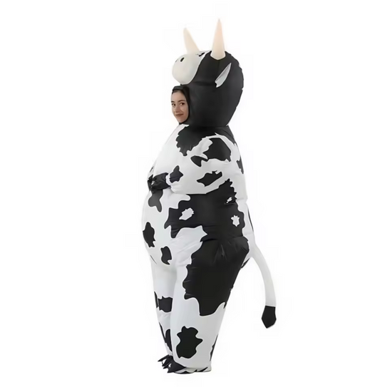 Inflatable Full-Body Cow Costume with Hood for Adults