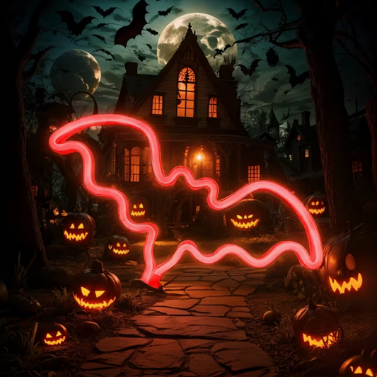 Bat LED Neon Sign – Gothic Wall Light for Halloween Decor