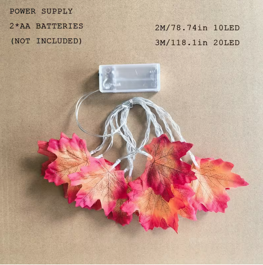 Lighted Maple Leaf Garland – LED Fall String Lights