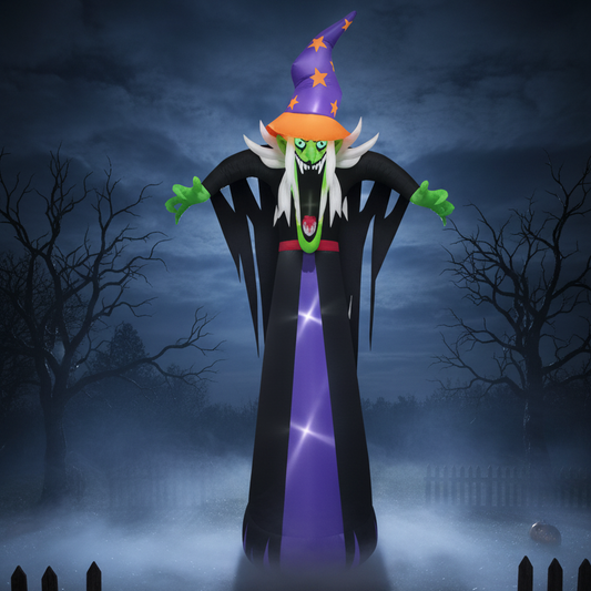 10 Ft Halloween Witch Inflatable - Yard Scene