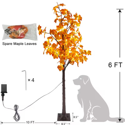 Pre-Lit LED Maple Tree – Lighted Fall Foliage Tree (6ft / 7ft)