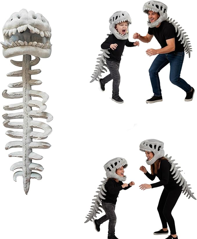 Halloween Dinosaur Skeleton Onesie Costume with Plush Spine & Skull Headband