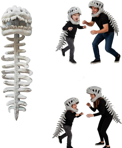 Halloween Dinosaur Skeleton Onesie Costume with Plush Spine & Skull Headband