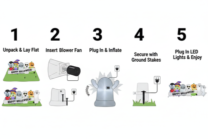8 FT Inflatable Halloween Scene Setup Instructions