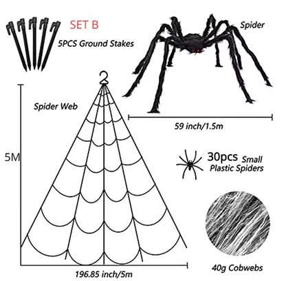 Giant Spider Web Halloween Decoration Set