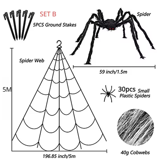 Giant Spider Web Halloween Decoration Set