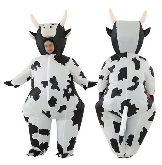 Inflatable Full-Body Cow Costume with Hood for Adults
