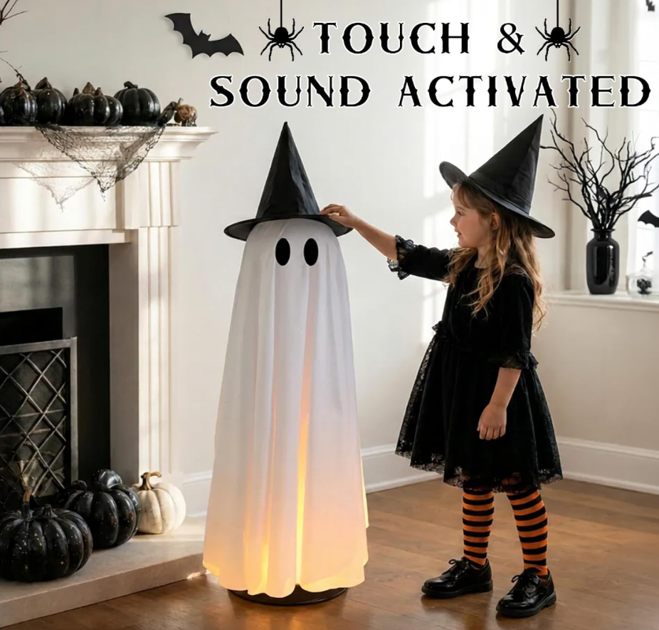 46.5" Animated Floating Ghost Halloween Decoration with Spooky Sound & Touch Sensor