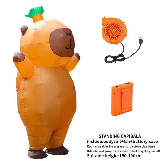 Inflatable Standing Capybara Carrot Costume for Adults