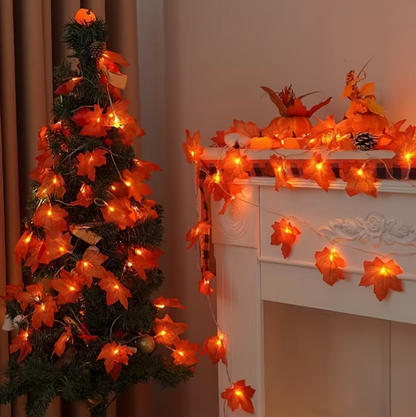 Lighted Maple Leaf Garland – LED Fall String Lights