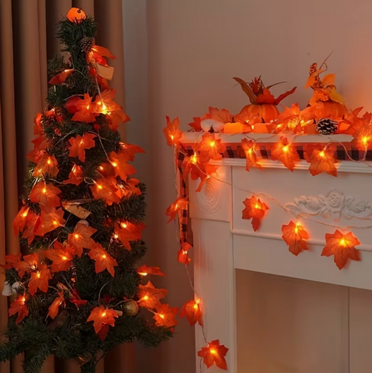 Lighted Maple Leaf Garland – LED Fall String Lights