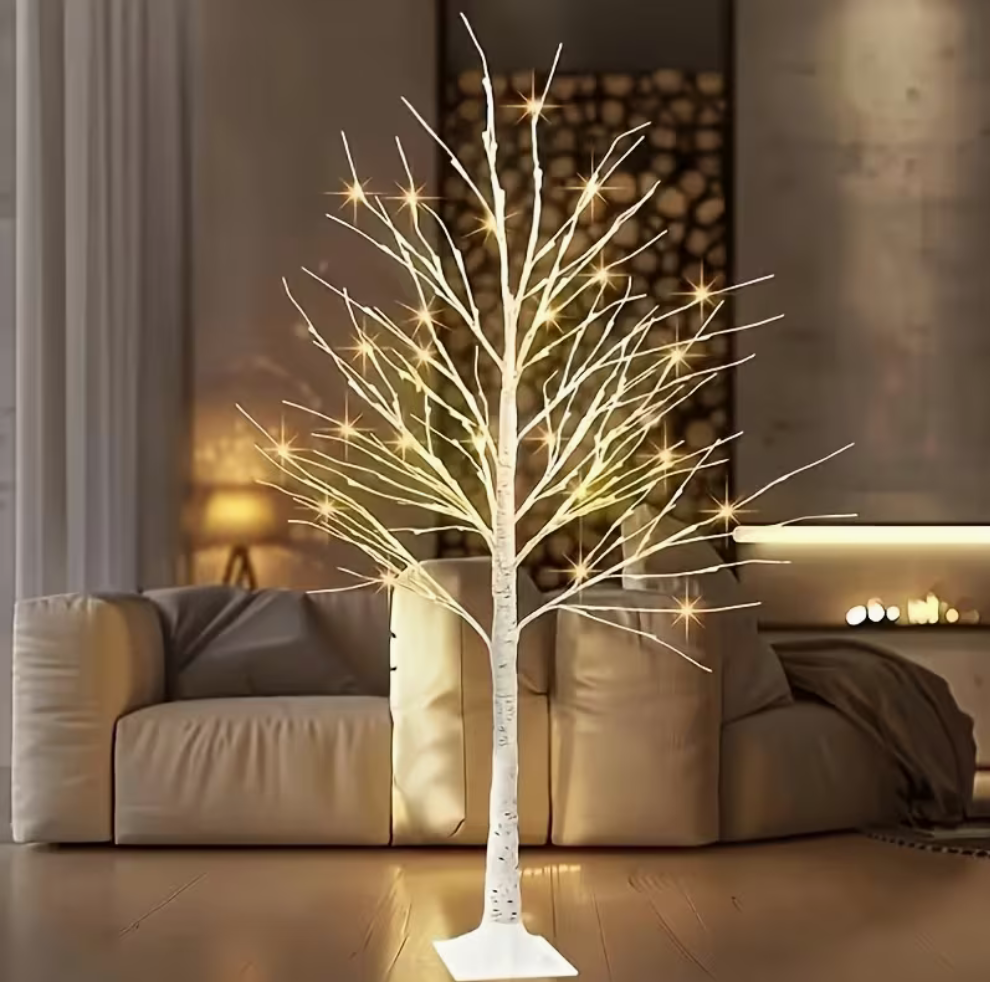 Pre-Lit LED Birch Tree – Warm White Lighted Twig Tree