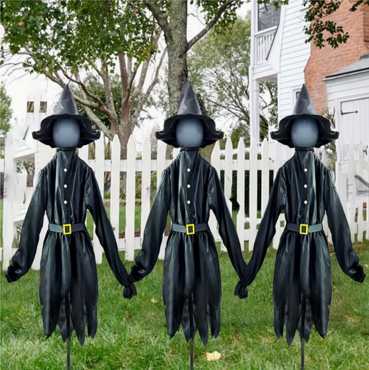 Set of 3 Halloween Witch Decorations – Voice-Activated, Glowing & Sounding | Indoor & Outdoor Props