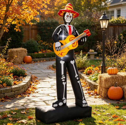 7.3-Foot Halloween Inflatable Guitar-Playing Skeleton Outdoor Decoration