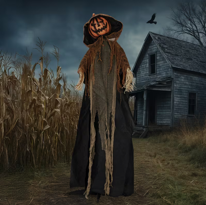 5.8ft Tall Halloween Pumpkin with Red Glowing Eyes – Spooky Animated Outdoor Decoration