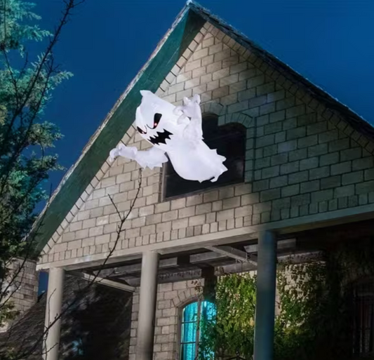 4.5-Foot Halloween Inflatable Ghost Breaking Through Window with LED Lighting