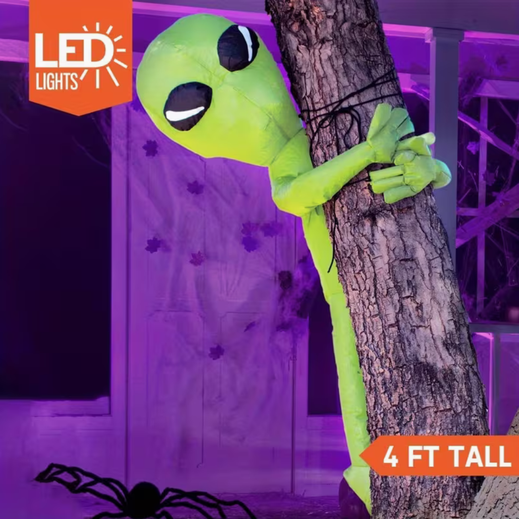 4-Foot Halloween Inflatable Alien Tree Outdoor Decoration with LED Lighting