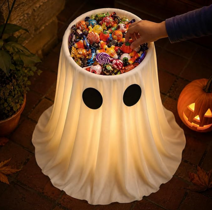 30IN Lighted Ghost Candy Bowl with Timer & Remote