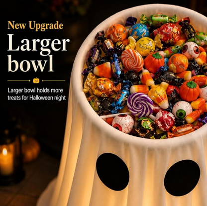 30IN Lighted Ghost Candy Bowl with Timer & Remote