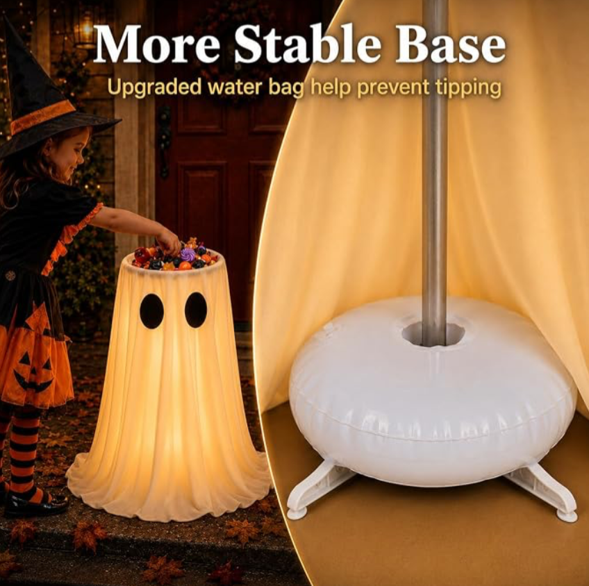 30IN Lighted Ghost Candy Bowl with Timer & Remote