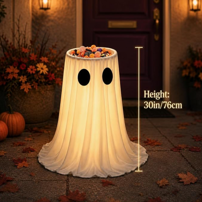 30IN Lighted Ghost Candy Bowl with Timer & Remote