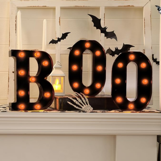 "BOO" Marquee Light-Up Letters Halloween Decorative Sign