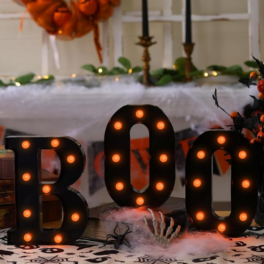 "BOO" Marquee Light-Up Letters Halloween Decorative Sign