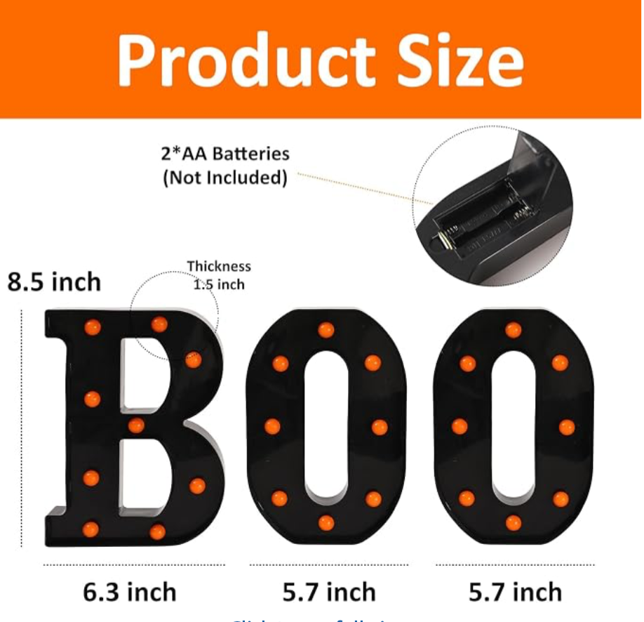 "BOO" Marquee Light-Up Letters Halloween Decorative Sign
