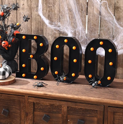 "BOO" Marquee Light-Up Letters Halloween Decorative Sign