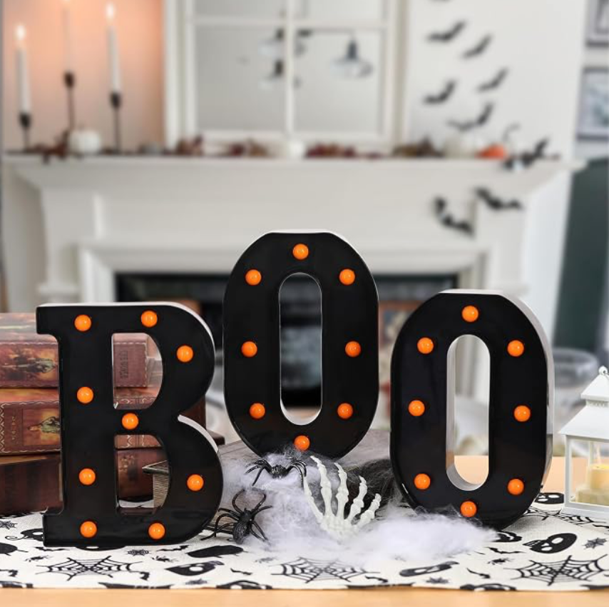 "BOO" Marquee Light-Up Letters Halloween Decorative Sign