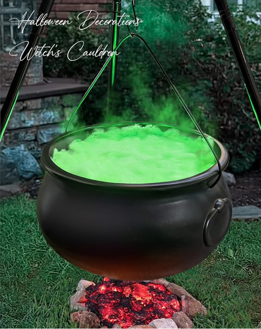 Large Witches Cauldron on 54" Tripod | Halloween Candy Bucket & Yard Decor