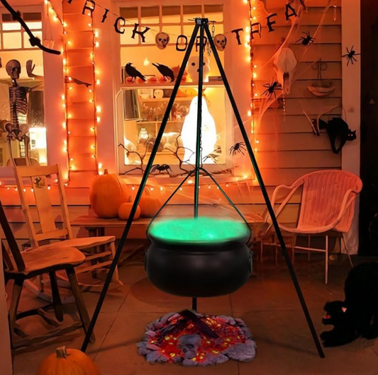 Large Witches Cauldron on 54" Tripod | Halloween Candy Bucket & Yard Decor