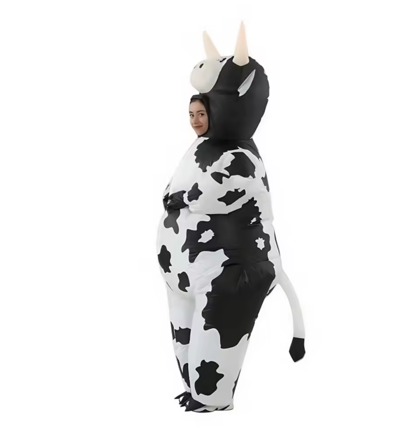Inflatable Full-Body Cow Costume with Hood for Adults