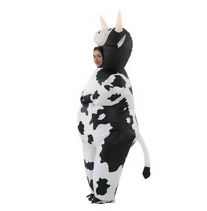 Inflatable Full-Body Cow Costume with Hood for Adults