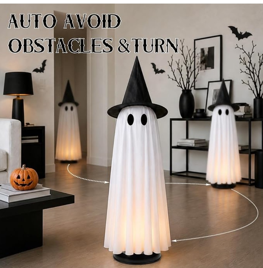 46.5" Animated Floating Ghost Halloween Decoration with Spooky Sound & Touch Sensor