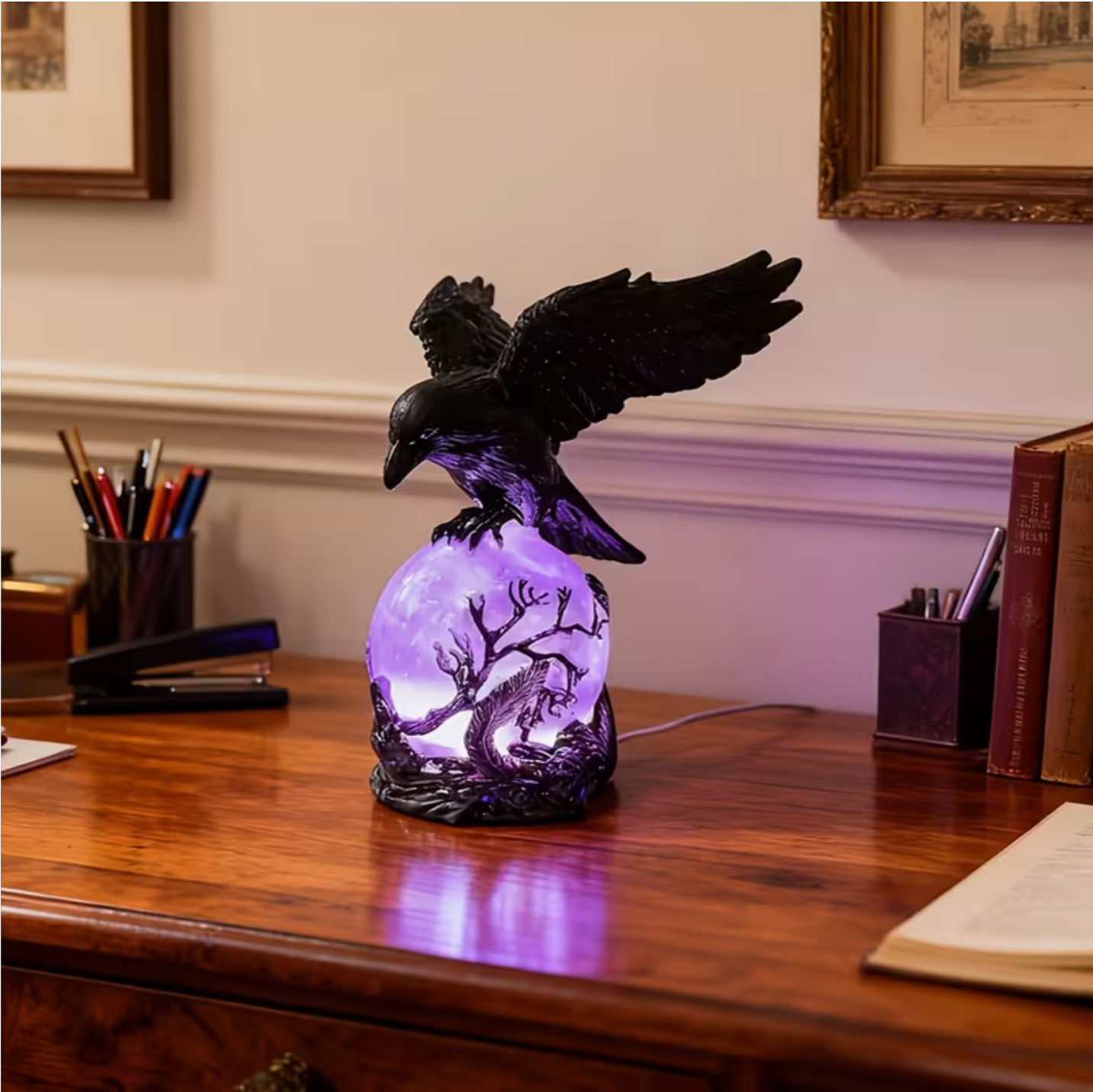 Raven's Moon Glow Lamp – LED Gothic Night Light