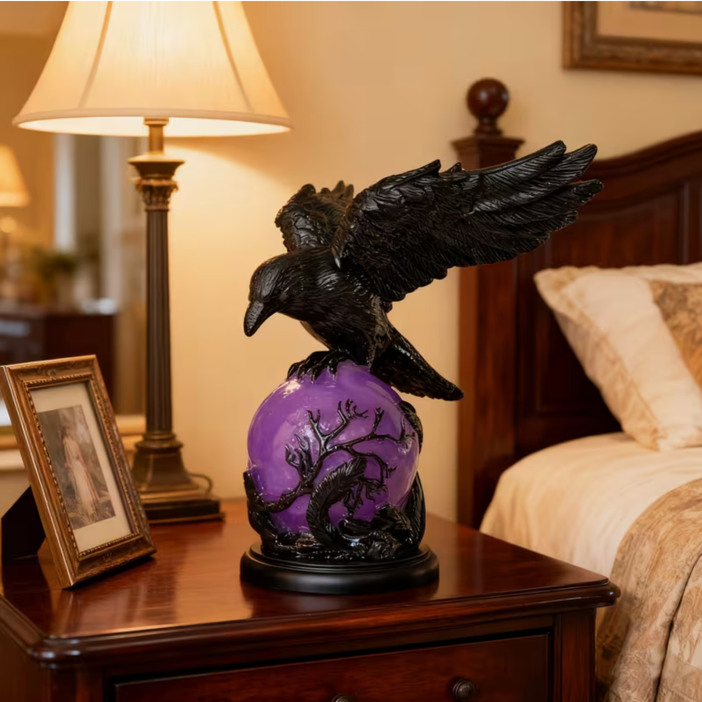 Raven's Moon Glow Lamp – LED Gothic Night Light