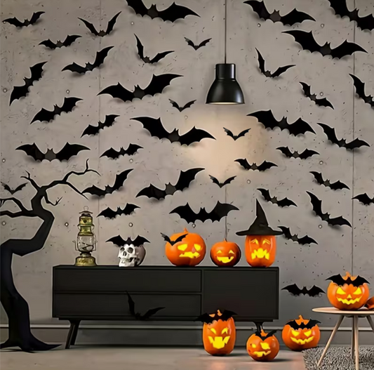 148-Piece 3D Bat Decorations – Halloween Wall & Window Decor
