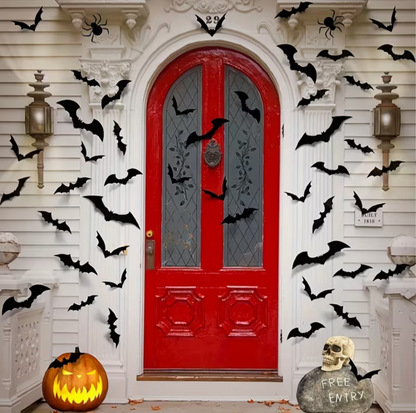 148-Piece 3D Bat Decorations – Halloween Wall & Window Decor