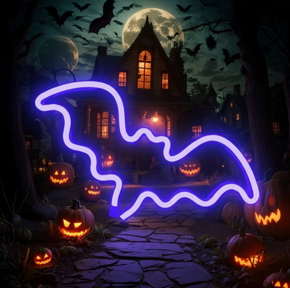 Bat LED Neon Sign – Gothic Wall Light for Halloween Decor
