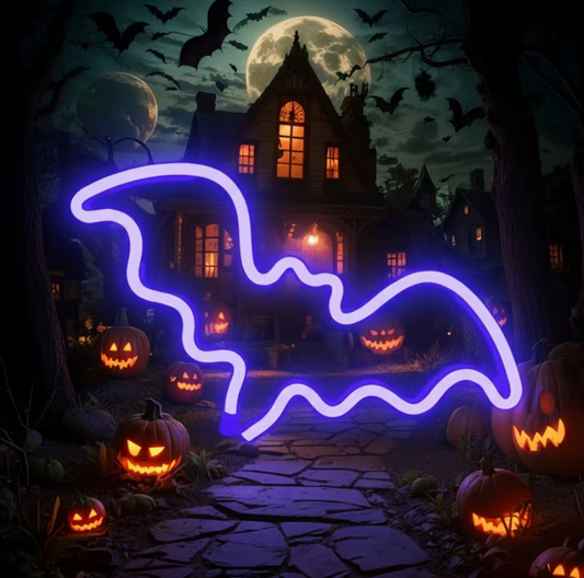Bat LED Neon Sign – Gothic Wall Light for Halloween Decor