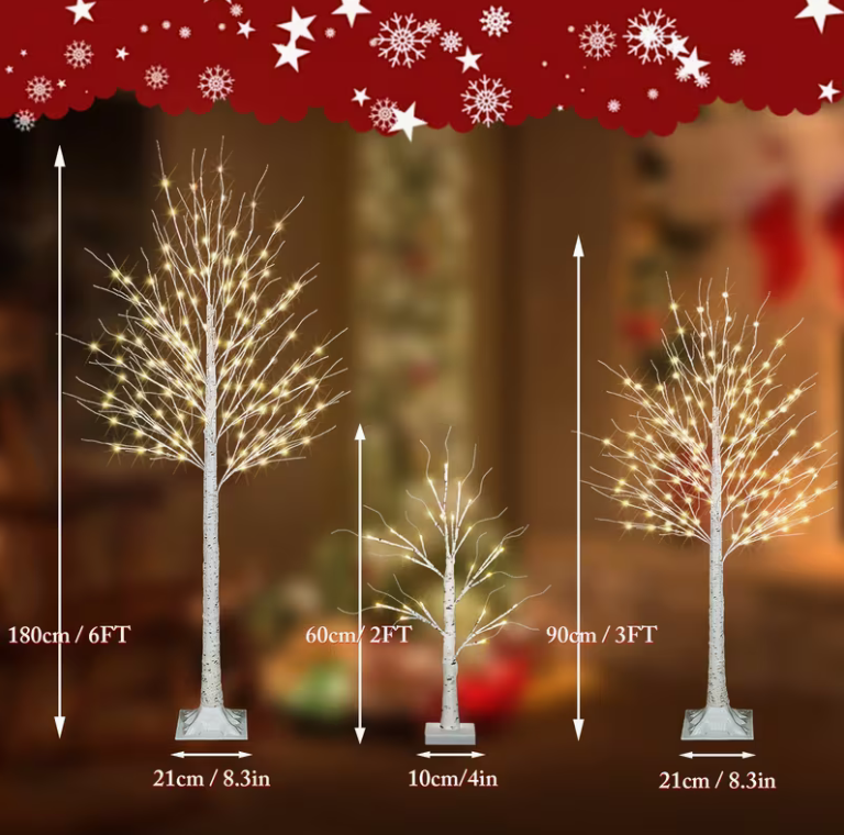 Pre-Lit LED Birch Tree – Warm White Lighted Twig Tree