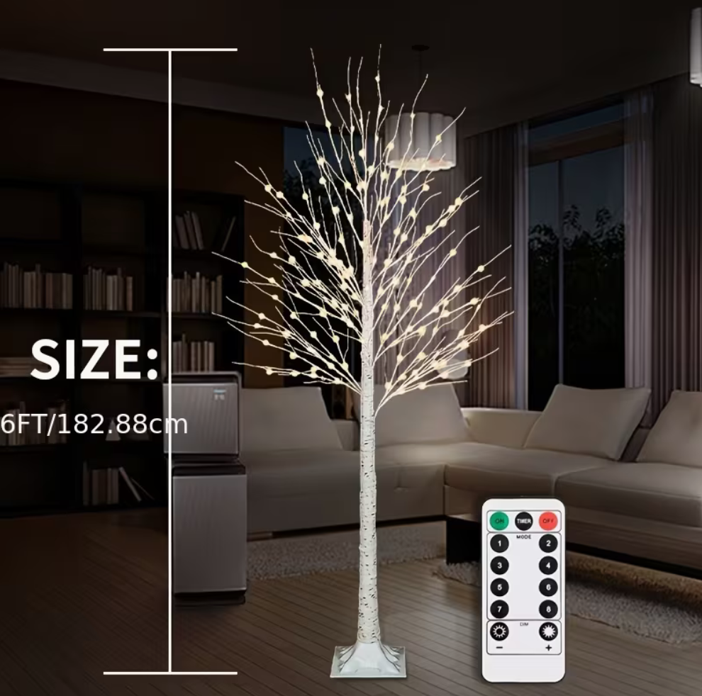 Pre-Lit LED Birch Tree – Warm White Lighted Twig Tree