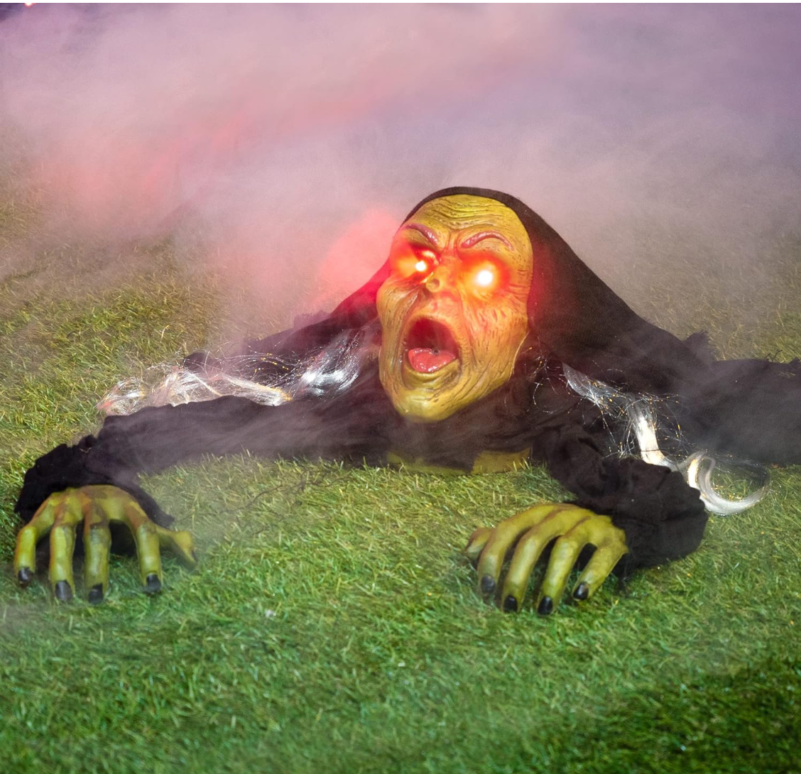 Light-Up Zombie Groundbreaker Halloween Decoration with Bloodstains & Eerie Sounds