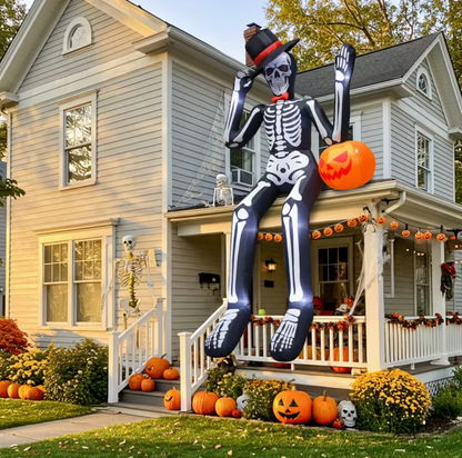 12-Foot Halloween Inflatable Sitting Skeleton Outdoor Decoration