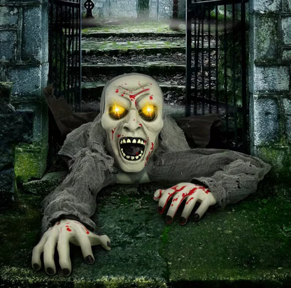 Light-Up Zombie Groundbreaker Halloween Decoration with Bloodstains & Eerie Sounds