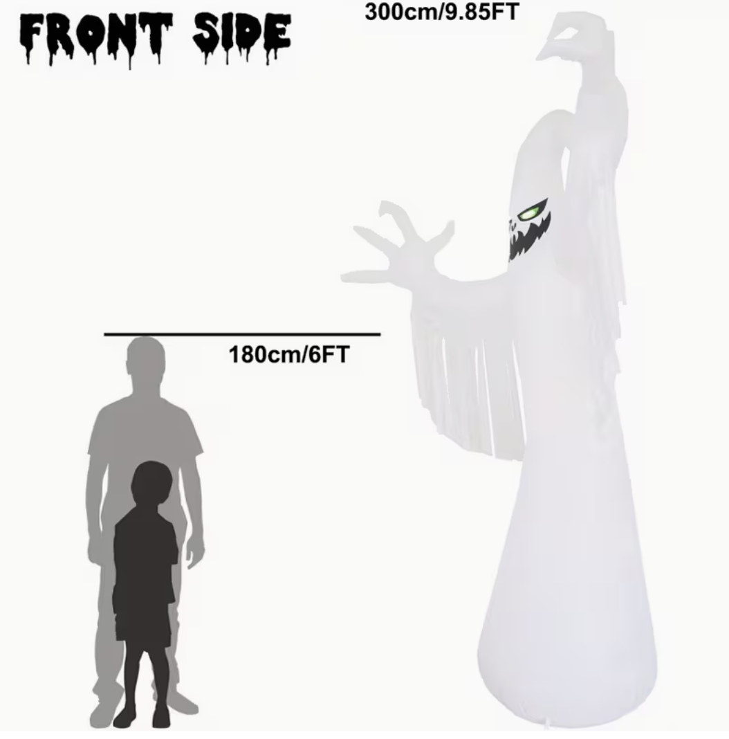 9.85-Foot Halloween Inflatable Ghost Outdoor Decoration with LED Lighting